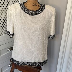 Elegant White and Black Women's Top